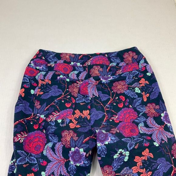 Soft Surroundings Pants Spring Vibrant Floral Print Pull On Zip Ankle S Small - Picture 12 of 13